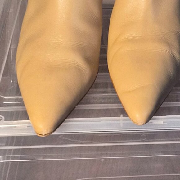 ZARA Light Beige Knee High Leather Boots | Size 39 (US 9) - Picture 11 of 13